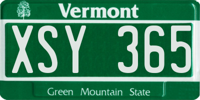 VT license plate XSY365