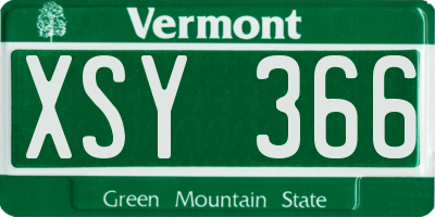 VT license plate XSY366