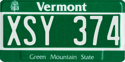 VT license plate XSY374