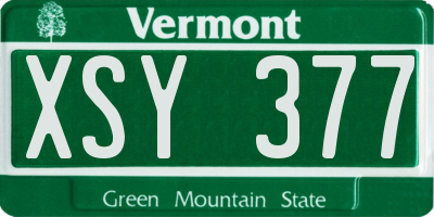 VT license plate XSY377