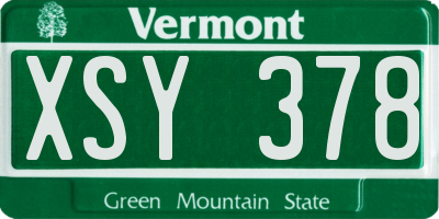 VT license plate XSY378