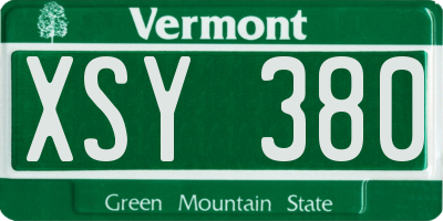 VT license plate XSY380