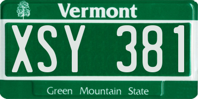 VT license plate XSY381