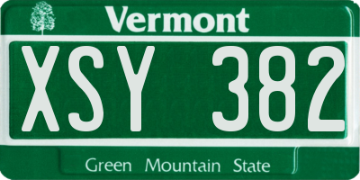 VT license plate XSY382