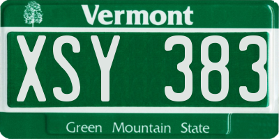 VT license plate XSY383