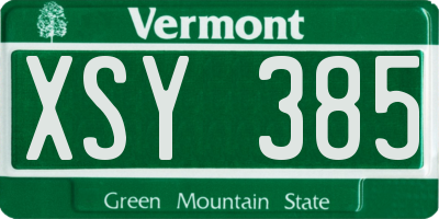VT license plate XSY385