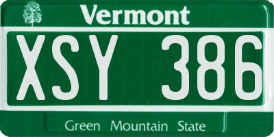 VT license plate XSY386
