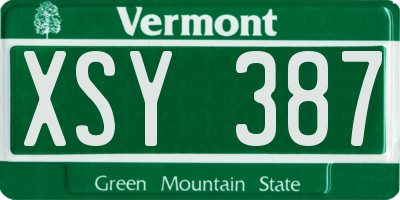 VT license plate XSY387