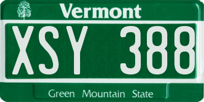 VT license plate XSY388