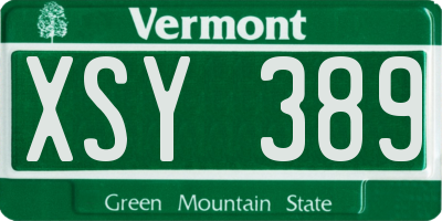 VT license plate XSY389