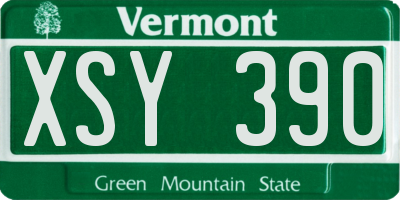 VT license plate XSY390