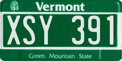 VT license plate XSY391