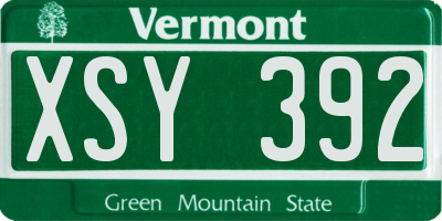VT license plate XSY392