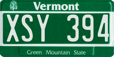 VT license plate XSY394