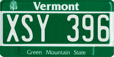 VT license plate XSY396