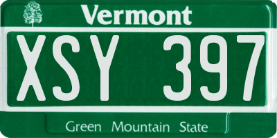 VT license plate XSY397