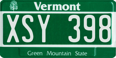 VT license plate XSY398