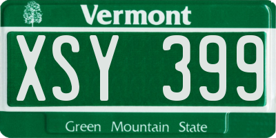 VT license plate XSY399