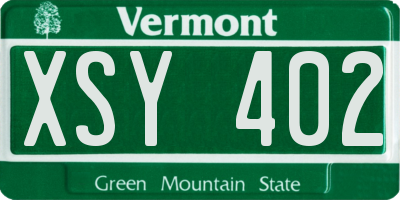 VT license plate XSY402