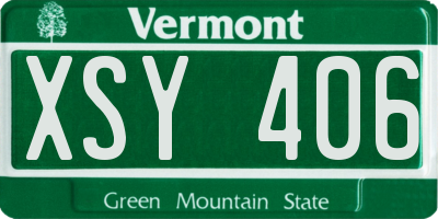 VT license plate XSY406
