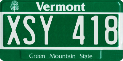 VT license plate XSY418