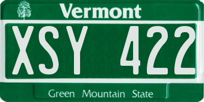 VT license plate XSY422