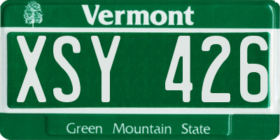VT license plate XSY426