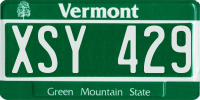 VT license plate XSY429