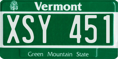 VT license plate XSY451