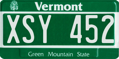 VT license plate XSY452