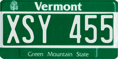 VT license plate XSY455