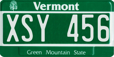 VT license plate XSY456