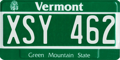 VT license plate XSY462