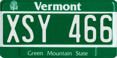 VT license plate XSY466
