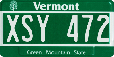 VT license plate XSY472