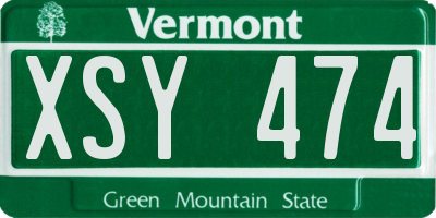 VT license plate XSY474