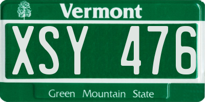 VT license plate XSY476