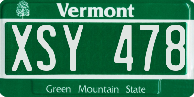 VT license plate XSY478