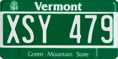 VT license plate XSY479
