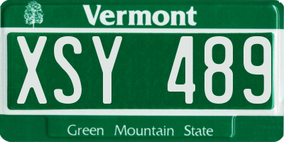 VT license plate XSY489