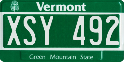 VT license plate XSY492