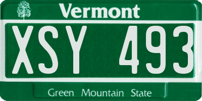 VT license plate XSY493