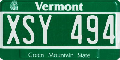 VT license plate XSY494