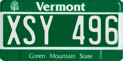 VT license plate XSY496