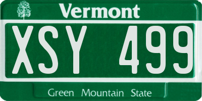 VT license plate XSY499