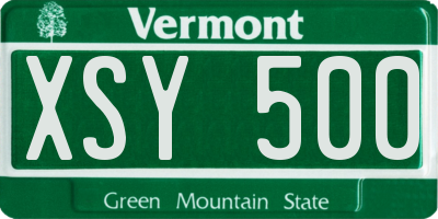 VT license plate XSY500
