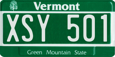 VT license plate XSY501