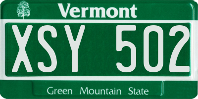 VT license plate XSY502