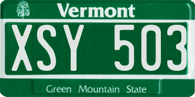 VT license plate XSY503