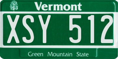 VT license plate XSY512